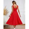 imageKaximil Womens Square Neck Sleeveless A Line Maxi Dress Smocked Ruffle Flowy Casual Long DressesRed