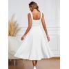 imageKaximil Womens Square Neck Sleeveless A Line Maxi Dress Smocked Ruffle Flowy Casual Long DressesWhite
