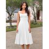 imageKaximil Womens Square Neck Sleeveless A Line Maxi Dress Smocked Ruffle Flowy Casual Long DressesWhite