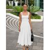 imageKaximil Womens Square Neck Sleeveless A Line Maxi Dress Smocked Ruffle Flowy Casual Long DressesWhite