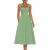imageKaximil Womens Square Neck Sleeveless A Line Maxi Dress Smocked Ruffle Flowy Casual Long DressesPea Green