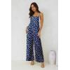 imageJumpsuits for Women 2025 Summer Rompers Boho Floral Overalls Casual Wide Leg Long Pant One Piece Vacation OutfitsBlue