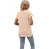 imageSAMPEEL Womens Summer Tops 2025 Cap Sleeve Trendy V Neck Loose Fit T ShirtsPlain Apricot