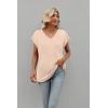 imageSAMPEEL Womens Summer Tops 2025 Cap Sleeve Trendy V Neck Loose Fit T ShirtsPlain Apricot