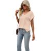 imageSAMPEEL Womens Summer Tops 2025 Cap Sleeve Trendy V Neck Loose Fit T ShirtsPlain Apricot