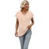 imageSAMPEEL Womens Summer Tops 2025 Cap Sleeve Trendy V Neck Loose Fit T ShirtsPlain Apricot