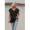 imageSAMPEEL Womens Summer Tops 2025 Cap Sleeve Trendy V Neck Loose Fit T ShirtsPlain Black