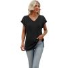 imageSAMPEEL Womens Summer Tops 2025 Cap Sleeve Trendy V Neck Loose Fit T ShirtsPlain Black
