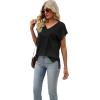 imageSAMPEEL Womens Summer Tops 2025 Cap Sleeve Trendy V Neck Loose Fit T ShirtsPlain Black