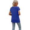 imageSAMPEEL Womens Summer Tops 2025 Cap Sleeve Trendy V Neck Loose Fit T ShirtsPlain Blue