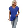 imageSAMPEEL Womens Summer Tops 2025 Cap Sleeve Trendy V Neck Loose Fit T ShirtsPlain Blue