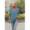 imageSAMPEEL Womens Summer Tops 2025 Cap Sleeve Trendy V Neck Loose Fit T ShirtsPlain Blue Green