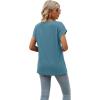 imageSAMPEEL Womens Summer Tops 2025 Cap Sleeve Trendy V Neck Loose Fit T ShirtsPlain Blue Green