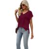 imageSAMPEEL Womens Summer Tops 2025 Cap Sleeve Trendy V Neck Loose Fit T ShirtsPlain Burgundy