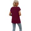 imageSAMPEEL Womens Summer Tops 2025 Cap Sleeve Trendy V Neck Loose Fit T ShirtsPlain Burgundy