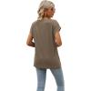 imageSAMPEEL Womens Summer Tops 2025 Cap Sleeve Trendy V Neck Loose Fit T ShirtsPlain Coffee
