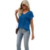 imageSAMPEEL Womens Summer Tops 2025 Cap Sleeve Trendy V Neck Loose Fit T ShirtsPlain Dark Blue