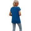 imageSAMPEEL Womens Summer Tops 2025 Cap Sleeve Trendy V Neck Loose Fit T ShirtsPlain Dark Blue