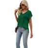 imageSAMPEEL Womens Summer Tops 2025 Cap Sleeve Trendy V Neck Loose Fit T ShirtsPlain Green
