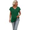 imageSAMPEEL Womens Summer Tops 2025 Cap Sleeve Trendy V Neck Loose Fit T ShirtsPlain Green