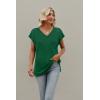 imageSAMPEEL Womens Summer Tops 2025 Cap Sleeve Trendy V Neck Loose Fit T ShirtsPlain Green