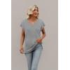 imageSAMPEEL Womens Summer Tops 2025 Cap Sleeve Trendy V Neck Loose Fit T ShirtsPlain Grey