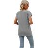 imageSAMPEEL Womens Summer Tops 2025 Cap Sleeve Trendy V Neck Loose Fit T ShirtsPlain Grey