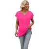 imageSAMPEEL Womens Summer Tops 2025 Cap Sleeve Trendy V Neck Loose Fit T ShirtsPlain Hot Pink