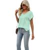 imageSAMPEEL Womens Summer Tops 2025 Cap Sleeve Trendy V Neck Loose Fit T ShirtsPlain Lake Green