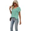 imageSAMPEEL Womens Summer Tops 2025 Cap Sleeve Trendy V Neck Loose Fit T ShirtsPlain Light Green