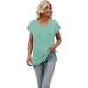 imageSAMPEEL Womens Summer Tops 2025 Cap Sleeve Trendy V Neck Loose Fit T ShirtsPlain Light Green