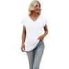imageSAMPEEL Womens Summer Tops 2025 Cap Sleeve Trendy V Neck Loose Fit T ShirtsPlain White