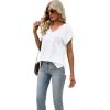 imageSAMPEEL Womens Summer Tops 2025 Cap Sleeve Trendy V Neck Loose Fit T ShirtsPlain White