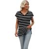 imageSAMPEEL Womens Summer Tops 2025 Cap Sleeve Trendy V Neck Loose Fit T ShirtsStriped Black