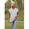 imageSAMPEEL Womens Summer Tops 2025 Cap Sleeve Trendy V Neck Loose Fit T ShirtsStriped White