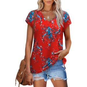 imageSAMPEEL Womens Summer Tops 2025 Cap Sleeve Trendy V Neck Loose Fit T Shirts31pattern 01