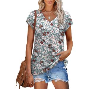 imageSAMPEEL Womens Summer Tops 2025 Cap Sleeve Trendy V Neck Loose Fit T Shirts31pattern 08