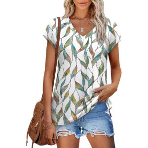 imageSAMPEEL Womens Summer Tops 2025 Cap Sleeve Trendy V Neck Loose Fit T Shirts33pattern 03