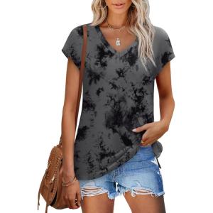 imageSAMPEEL Womens Summer Tops 2025 Cap Sleeve Trendy V Neck Loose Fit T Shirts34pattern 04