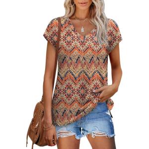 imageSAMPEEL Womens Summer Tops 2025 Cap Sleeve Trendy V Neck Loose Fit T Shirts42pattern 12