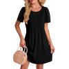 imageSAMPEEL Womens Pleated Front Summer Dresses Casual Short Sleeve T Shirts Dress with Pockets Vacation Beach Cover UpBlack