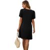 imageSAMPEEL Womens Pleated Front Summer Dresses Casual Short Sleeve T Shirts Dress with Pockets Vacation Beach Cover UpBlack