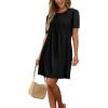 imageSAMPEEL Womens Pleated Front Summer Dresses Casual Short Sleeve T Shirts Dress with Pockets Vacation Beach Cover UpBlack