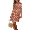 imageSAMPEEL Womens Pleated Front Summer Dresses Casual Short Sleeve T Shirts Dress with Pockets Vacation Beach Cover UpBohemia
