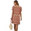 imageSAMPEEL Womens Pleated Front Summer Dresses Casual Short Sleeve T Shirts Dress with Pockets Vacation Beach Cover UpBohemia