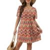 imageSAMPEEL Womens Pleated Front Summer Dresses Casual Short Sleeve T Shirts Dress with Pockets Vacation Beach Cover UpBohemia