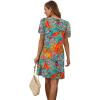 imageSAMPEEL Womens Pleated Front Summer Dresses Casual Short Sleeve T Shirts Dress with Pockets Vacation Beach Cover UpCoconut Leaf