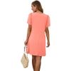 imageSAMPEEL Womens Pleated Front Summer Dresses Casual Short Sleeve T Shirts Dress with Pockets Vacation Beach Cover UpCoral