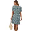 imageSAMPEEL Womens Pleated Front Summer Dresses Casual Short Sleeve T Shirts Dress with Pockets Vacation Beach Cover UpFloral Blue