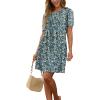 imageSAMPEEL Womens Pleated Front Summer Dresses Casual Short Sleeve T Shirts Dress with Pockets Vacation Beach Cover UpFloral Blue